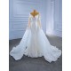 Two In One Mermaid Wedding Dress Long Sleeve Lace Appliques Backless Bridal Gowns