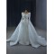 Two In One Mermaid Wedding Dress Pearl Bridal Gowns Long Sleeve Bride Robes