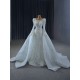 Two In One Mermaid Wedding Dress Pearl Bridal Gowns Long Sleeve Bride Robes