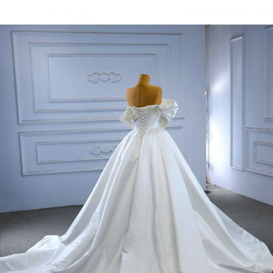 Two In One Mermaid White Wedding Dress Satin Strapless Off Shoulder Bridal Gown 2024