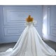 Two In One Mermaid White Wedding Dress Satin Strapless Off Shoulder Bridal Gown 2024