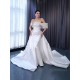 Two In One Mermaid White Wedding Dress Satin Strapless Off Shoulder Bridal Gown 2024