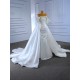 Two In One Mermaid White Wedding Dress Satin Strapless Off Shoulder Bridal Gown 2024