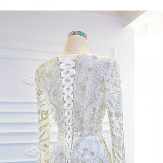 Two In One Wedding Dresses Dubai Haute Couture Bridal Gowns Long Sleeves Luxury Vestido De Noiva Women Gorgeous Vestido Blanco 2024