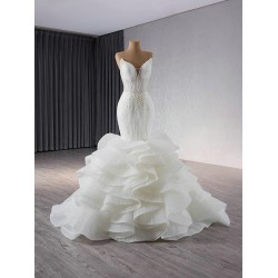 V Neck Ruffled Bridal Gowns Sleeveless Plus Size Vestido De Noiva 2024 Wedding Dress