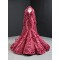 Watermelon Red Evening Dress Sleeveless 2024 Elegant 3D Flowers Mermaid Floor Length Formal Party Gown