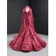 Watermelon Red Evening Dress Sleeveless 2024 Elegant 3D Flowers Mermaid Floor Length Formal Party Gown