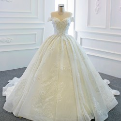 White Ball Gown Princess Wedding Dresses 2024 Sweetheart Neck Off Shoulder Vestido De Novia Lace Luxury Robe De Mariee