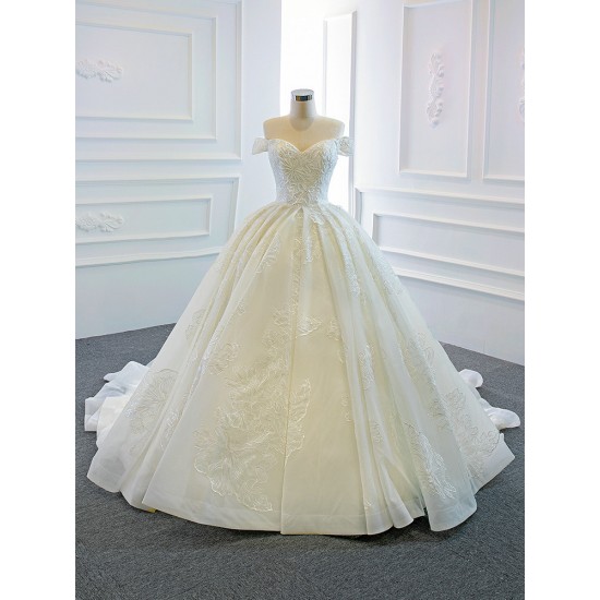 White Ball Gown Princess Wedding Dresses 2024 Sweetheart Neck Off Shoulder Vestido De Novia Lace Luxury Robe De Mariee