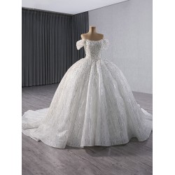 White Sequin Wedding Dresses Off Shoulder Strapless Bridal Gowns Crystal Black Girl Women Dress