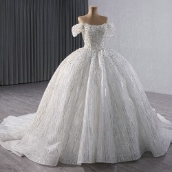 White Sequin Wedding Dresses Off Shoulder Strapless Bridal Gowns Crystal Black Girl Women Dress