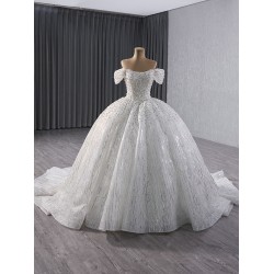 White Sequin Wedding Dresses Off Shoulder Strapless Bridal Gowns Crystal Black Girl Women Dress