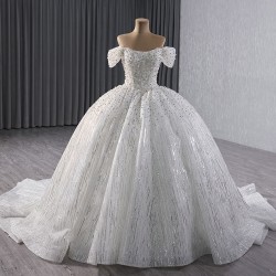 White Sequin Wedding Dresses Off Shoulder Strapless Bridal Gowns Crystal Black Girl Women Dress