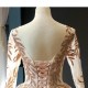 Women Champagne Dresses For Women 2024 Elegant Lace Prom Dress Long Sleeve Evening Party Gowns