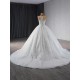 Women Wedding Dress Sleeveless Ball Gown Bride Dresses Sequin Square Collar Bridal Gown