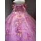 2025 Pink Floral Quinceanera Dresses Colorful Flowers Princess Burthday Gown Sweet 16 15 Birthday Vestido De 15 Anos