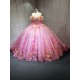 2025 Pink Floral Quinceanera Dresses Colorful Flowers Princess Burthday Gown Sweet 16 15 Birthday Vestido De 15 Anos