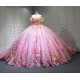 2025 Pink Floral Quinceanera Dresses Colorful Flowers Princess Burthday Gown Sweet 16 15 Birthday Vestido De 15 Anos