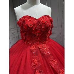 Affordable Cheap Red Quinceanera Dresses Princess Ball Gown Off The Shoulder Girls Sweet 15 Vestidos De 15 Anos