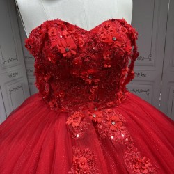 Affordable Cheap Red Quinceanera Dresses Princess Ball Gown Off The Shoulder Girls Sweet 15 Vestidos De 15 Anos