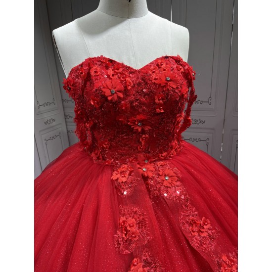 Affordable Cheap Red Quinceanera Dresses Princess Ball Gown Off The Shoulder Girls Sweet 15 Vestidos De 15 Anos