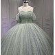 Sparkly Off The Shoulder Sage Green Quinceanera Dresses