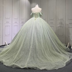 Sparkly Off The Shoulder Sage Green Quinceanera Dresses