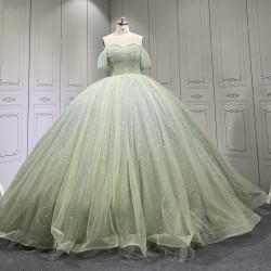 Sparkly Off The Shoulder Sage Green Quinceanera Dresses