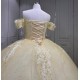 Off The Shoulder Daffodil Quinceanera Dresses With 3D Flowers