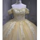 Off The Shoulder Daffodil Quinceanera Dresses With 3D Flowers