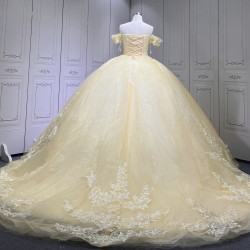 Off The Shoulder Daffodil Quinceanera Dresses With 3D Flowers