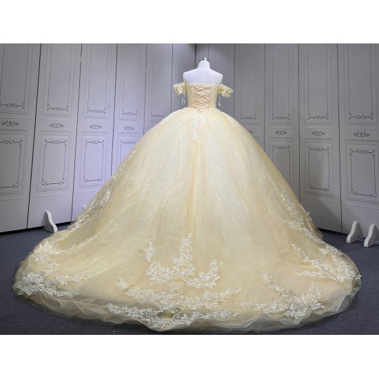 Off The Shoulder Daffodil Quinceanera Dresses With 3D Flowers